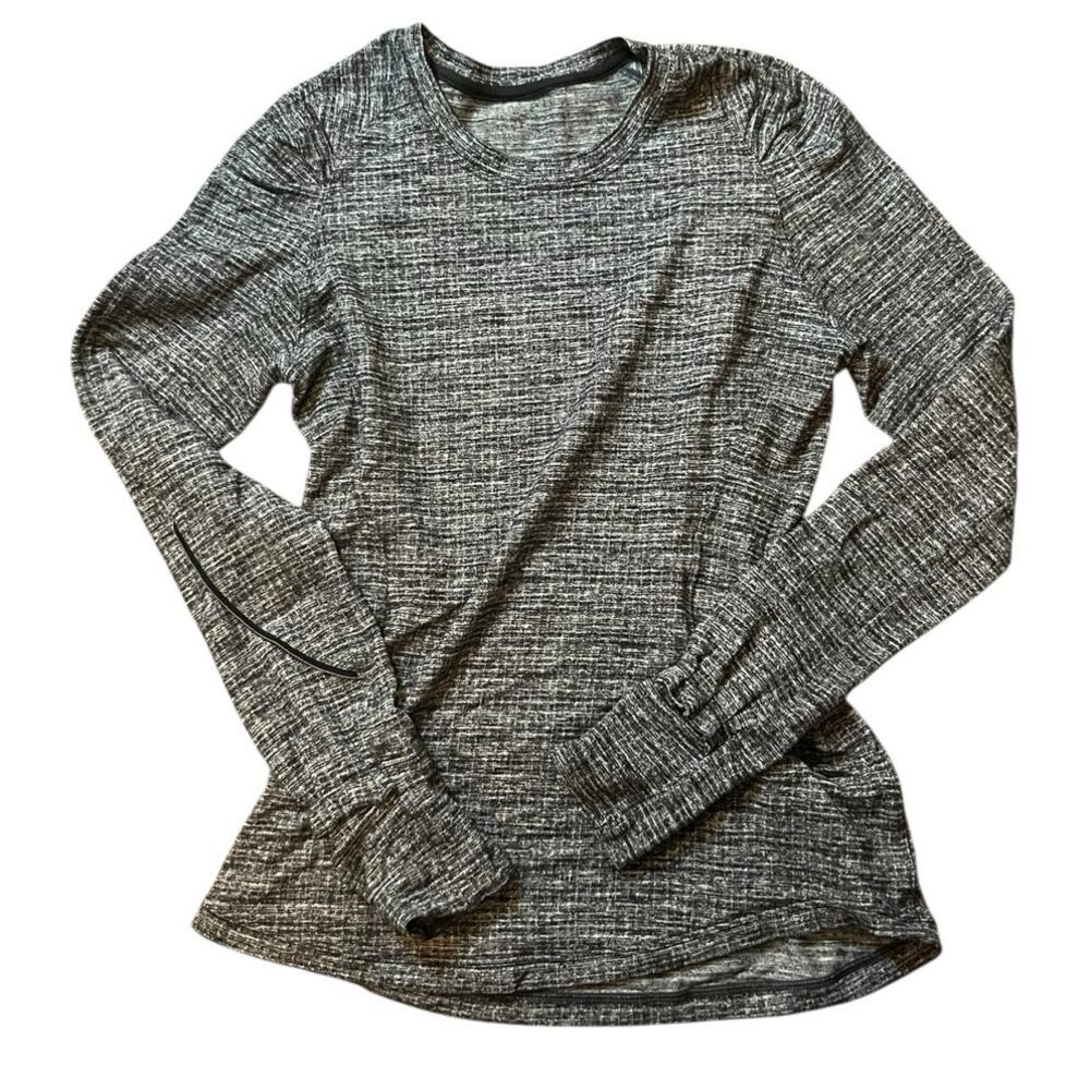Lululemon Extra Mile Long Sleeve Running Luon Ring spun Denim Black size 4